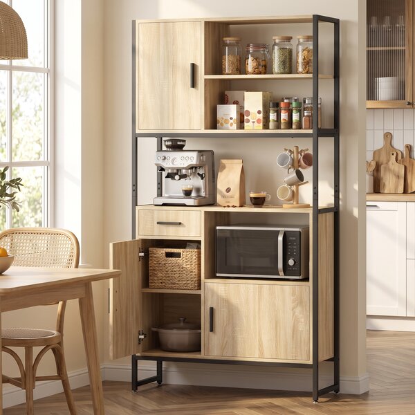 HOMCOM Armadio da cucina con 3 ante soft-close, cassetto, piano di lavoro e nicchie, legno | Aosom Italy