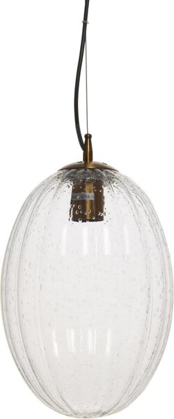 Lampada a sospensione Padiro, 23 x 23 x 36 cm - trasparente - vetro - vetro ovale con texture fine - attacco E27