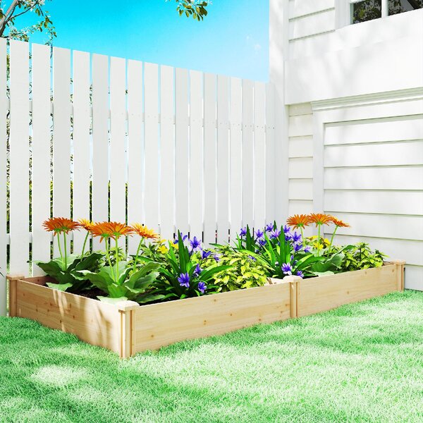 VivaGarden Orto in Cassetta con Divisorio Centrale e Fondo Aperto in Legno di Abete 235x121x26 cm colore Legno