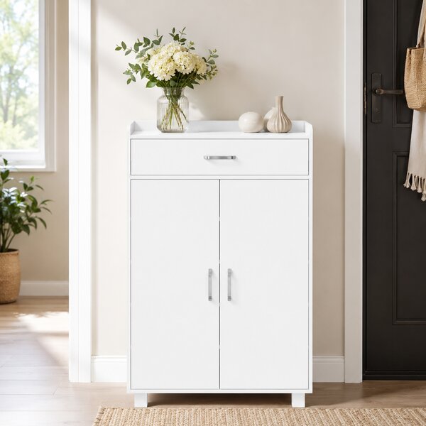 HOMCOM Scarpiera con cassetto, 5 ripiani regolabili per 6 paia di scarpe, 62,5x35x95 cm, bianco | Aosom Italy