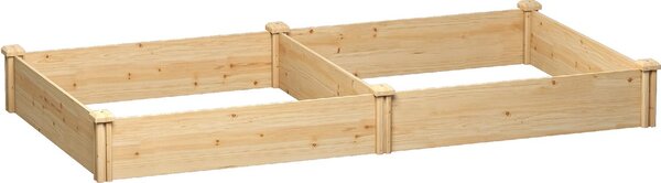 VivaGarden Orto in Cassetta con Divisorio Centrale e Fondo Aperto in Legno di Abete 235x121x26 cm colore Legno