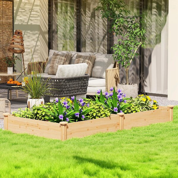VivaGarden Orto in Cassetta con Divisorio Centrale e Fondo Aperto in Legno di Abete 235x121x26 cm colore Legno