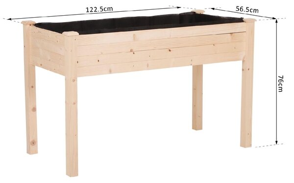 VivaGarden Orto Urbano Pensile In Legno con Fodera In Tessuto 122.5x56.5x76 cm - 845D35