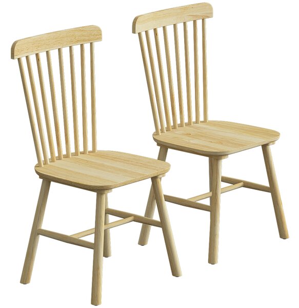 HOMCOM Set 2 sedie da pranzo imbottite con schienale curvo in legno di caucciù | Aosom Italy