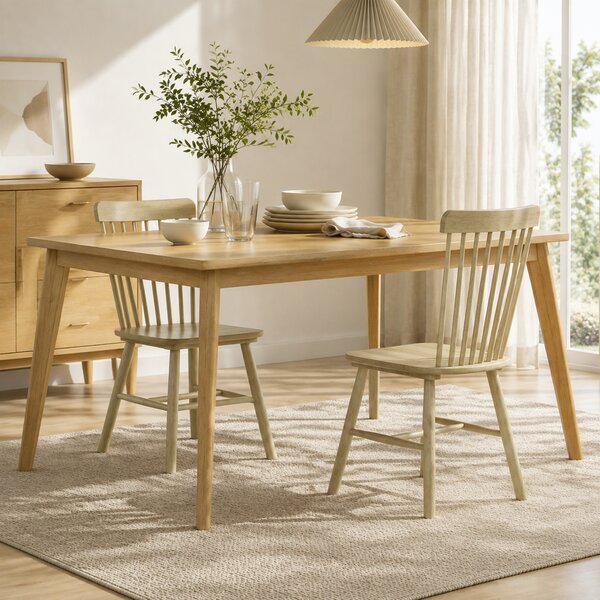 HOMCOM Set 2 sedie da pranzo imbottite con schienale curvo in legno di caucciù | Aosom Italy
