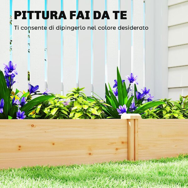 VivaGarden Orto in Cassetta con Divisorio Centrale e Fondo Aperto in Legno di Abete 235x121x26 cm colore Legno