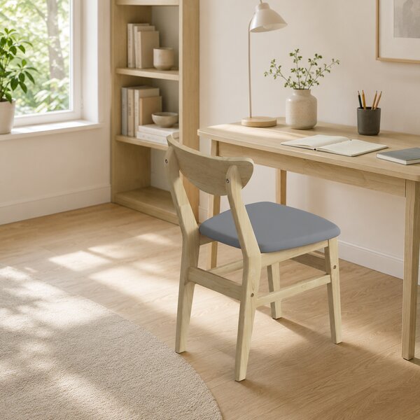 HOMCOM Set 2 sedie da pranzo imbottite in tessuto con schienale curvo, grigio e legno | Aosom Italy