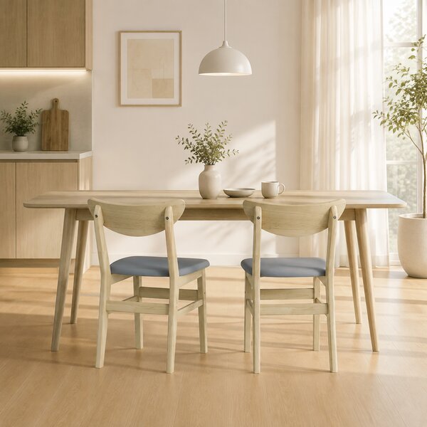 HOMCOM Set 2 sedie da pranzo imbottite in tessuto con schienale curvo, grigio e legno | Aosom Italy