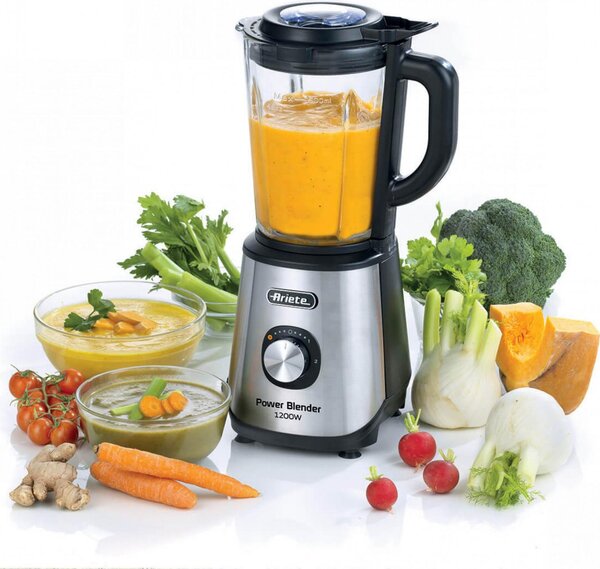 Ariete OUTLET - Frullatore con Bicchiere Elettrico Potenza 1200W 4 Lame in Acciaio colore Silver Power Blender 579 - 00C057900AR0