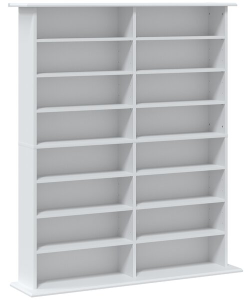 HOMCOM Scaffale multimediale per 720 CD con 16 scomparti e 12 ripiani regolabili, bianco | Aosom Italy