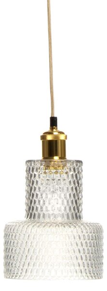 Lampada a sospensione Padiro, 17 x 17 x 27 cm - trasparente - vetro - vetro stratificato con rilievo - attacco E27