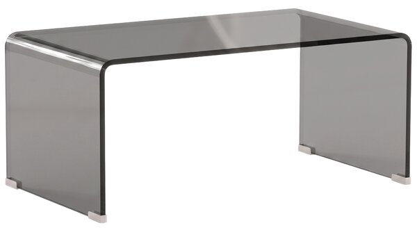 HOMCOM Tavolino da salotto in vetro rettangolare con bordi arrotondati, grigio chiaro trasparente | Aosom Italy
