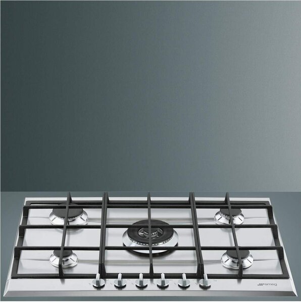 Smeg P272XGH Serie Selezione Piano Cottura 5 Fuochi a Gas 72 cm (1 Bruciatore Wok) colore Inox