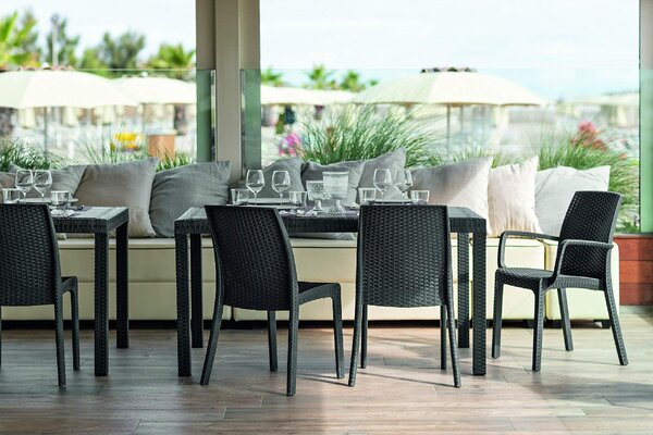 BICA OUTLET - Tavolo da Giardino Rettangolare in Polipropilene effetto Rattan 150x90x74 cm colore Antracite - Huston 9094.4