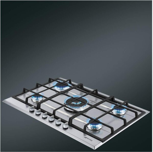 Smeg P272XGH Serie Selezione Piano Cottura 5 Fuochi a Gas 72 cm (1 Bruciatore Wok) colore Inox