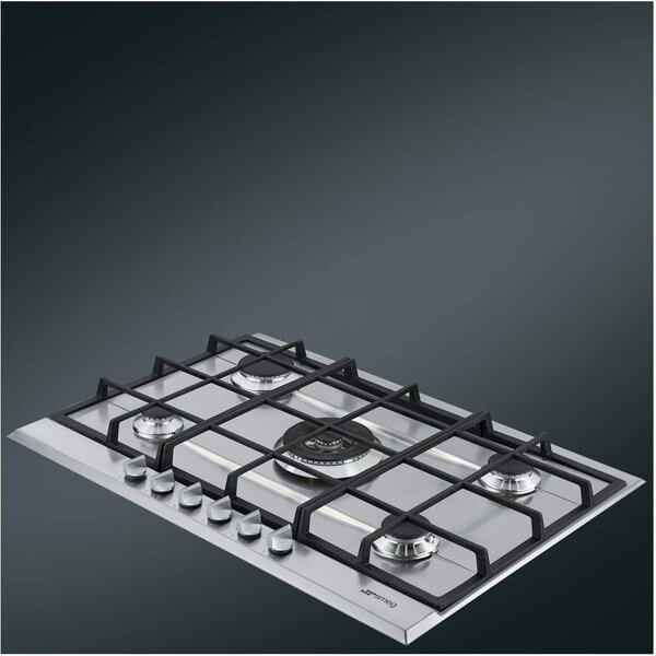 Smeg P272XGH Serie Selezione Piano Cottura 5 Fuochi a Gas 72 cm (1 Bruciatore Wok) colore Inox