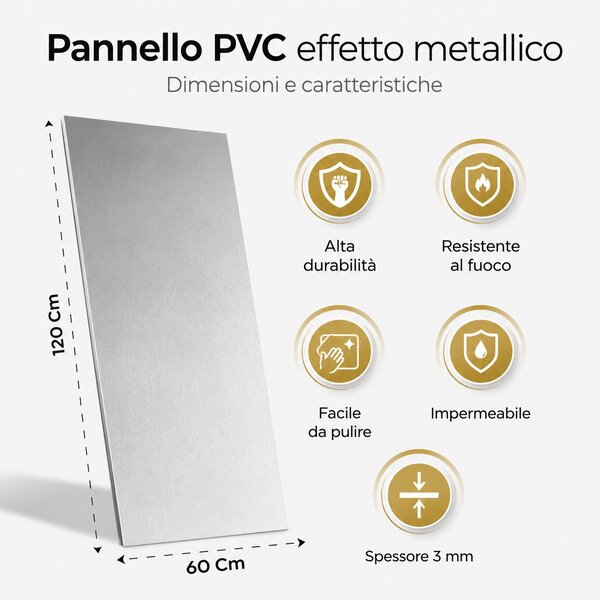 Divina Home Set 6 pz Pannello Decorativo Effetto Metallo Acciaio Inox 120x60 in PVC UV Ultra Slim - DH104799