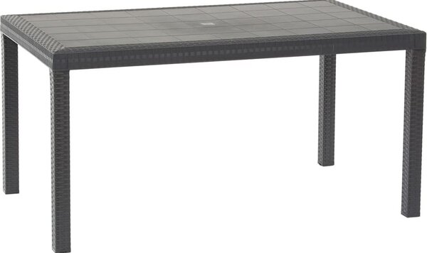 BICA OUTLET - Tavolo da Giardino Rettangolare in Polipropilene effetto Rattan 150x90x74 cm colore Antracite - Huston 9094.4
