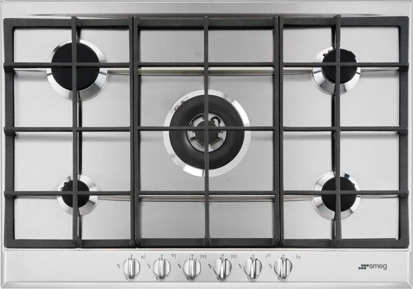 Smeg P272XGH Serie Selezione Piano Cottura 5 Fuochi a Gas 72 cm (1 Bruciatore Wok) colore Inox