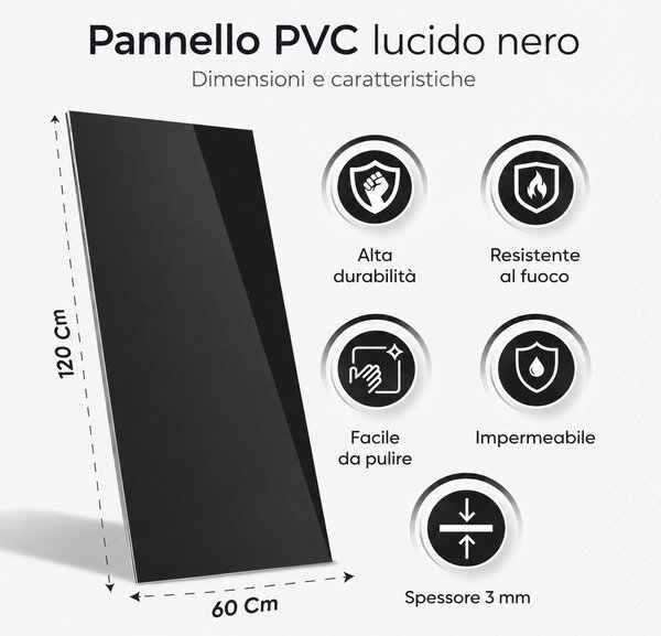 Divina Home Set 6 pz Pannello Decorativo Effetto Specchio Specchiato Nero Fum 120x60 in PVC UV Ultra Slim - DH104798