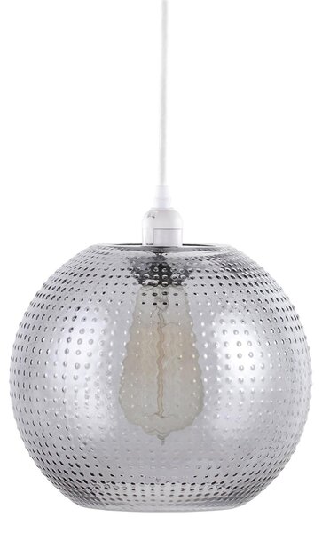 Lampada a sospensione Padiro, 26 x 26 x 26 cm, grigio, vetro, vetro sferico con rilievo, attacco E27