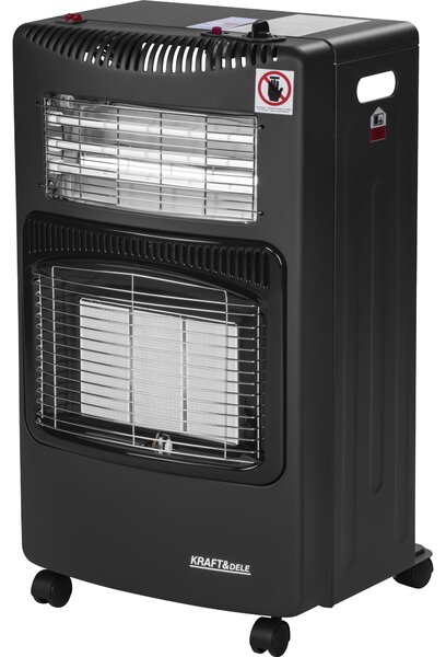 KRAFT&DELE | Stufa a gas con radiatore, apparecchio di riscaldamento a gas, bruciatore ceramico a infrarossi, compatibile con bombole di butano o propano, potenze: 1500/2750/4200W e riscaldatore elettrico da 1200W