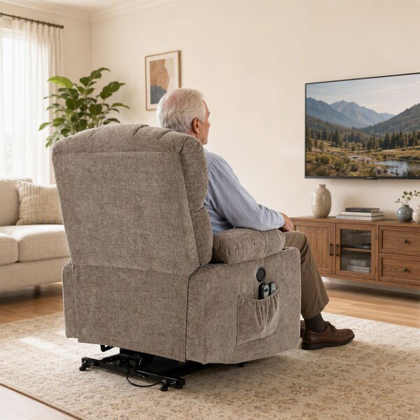 HOMCOM Poltrona relax elettrica alzapersona con massaggio, calore, funzione letto e USB, marrone | Aosom Italy