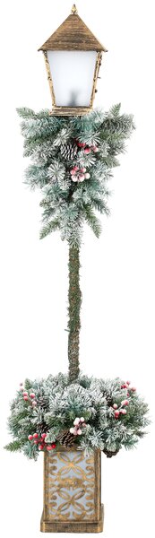 Outsunny Lanterna natalizia da esterno con LED, punte innevate, bacche rosse e pigne | Aosom Italy