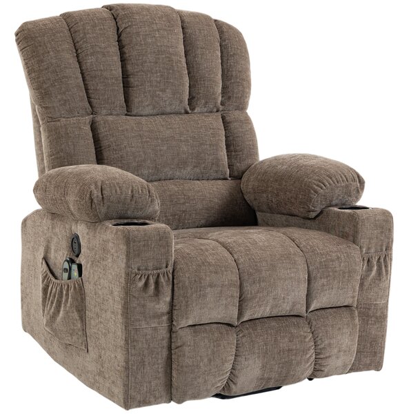 HOMCOM Poltrona relax elettrica alzapersona con massaggio, calore, funzione letto e USB, marrone | Aosom Italy