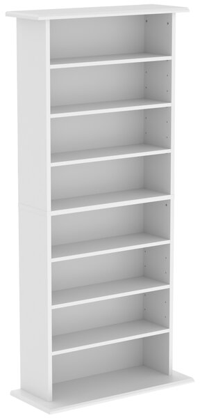 HOMCOM Scaffale multimediale stretto per 360 CD, 8 ripiani, 6 regolabili e 8 scomparti, bianco | Aosom Italy