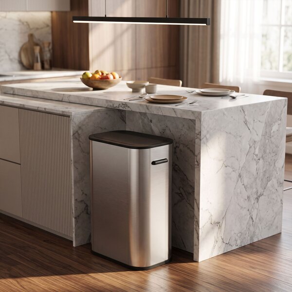 HOMCOM Bidone a sensore 55 L senza contatto in acciaio inox, a batteria, argento | Aosom Italy