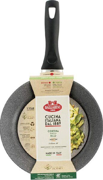 BALLARINI Padella Antiaderente Induzione in Alluminio 20 cm Effetto Pietra Manico Bachelite Cortina Eco