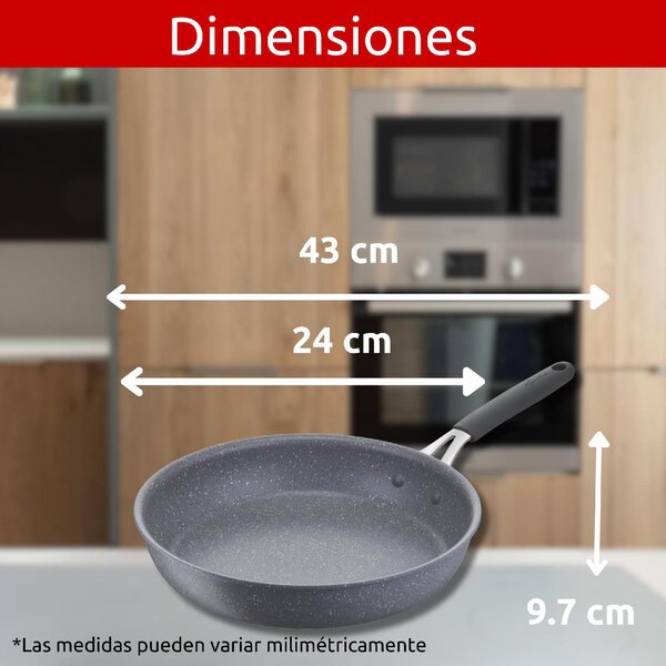 LAGOSTINA Padella Antiaderente Induzione in Alluminio 24 cm colore Grigio Tempra Mineral