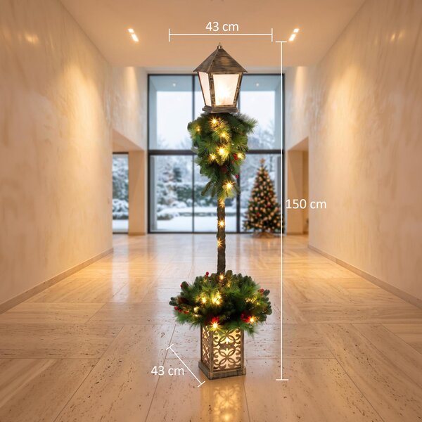 Outsunny Lanterna natalizia da esterno con 50 LED bianco caldo, 159 punte in PVC e bacche rosse | Aosom Italy