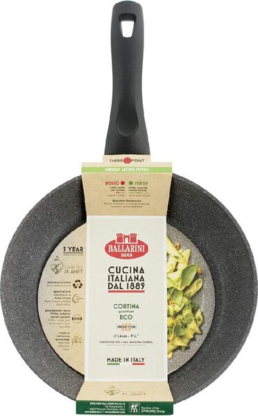 BALLARINI Padella Antiaderente Induzione in Alluminio 24 cm Effetto Pietra Manico Bachelite Cortina Eco