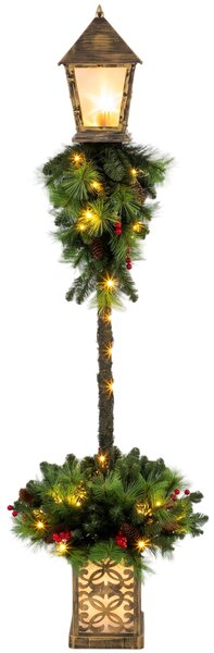 Outsunny Lanterna natalizia da esterno con 50 LED bianco caldo, 159 punte in PVC e bacche rosse | Aosom Italy