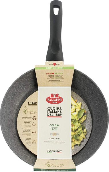 BALLARINI Padella Antiaderente Induzione in Alluminio 24 cm Effetto Pietra Manico Bachelite Cortina Eco