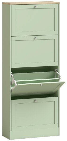 HOMCOM Scarpiera 24 paia con 4 cassetti ribaltabili e ripiani regolabili, 60x23,5x153 cm, verde | Aosom Italy