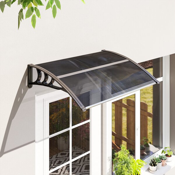 Outsunny Tettoia in Policarbonato Anti-UV da Esterno per Porte e Finestre, 100x80cm|Aosom
