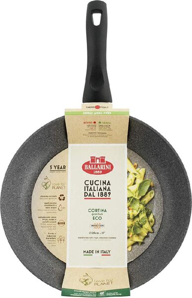 BALLARINI Padella Antiaderente Induzione in Alluminio 28 cm Effetto Pietra Manico Bachelite Cortina Eco