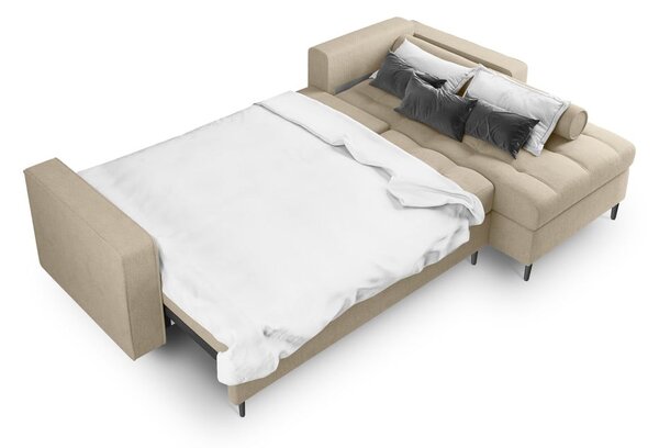Divano letto angolare beige, angolo destro Santo - Milo Casa
