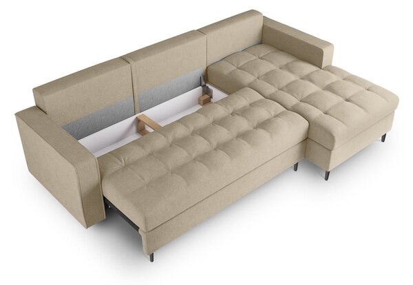 Divano letto angolare beige, angolo destro Santo - Milo Casa