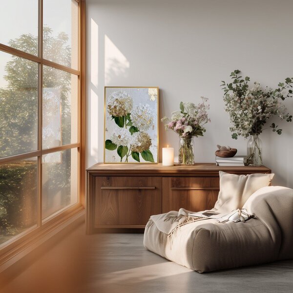 Dipinto stampato con cornice inclusa 60x90 cm Hydrangea – Styler