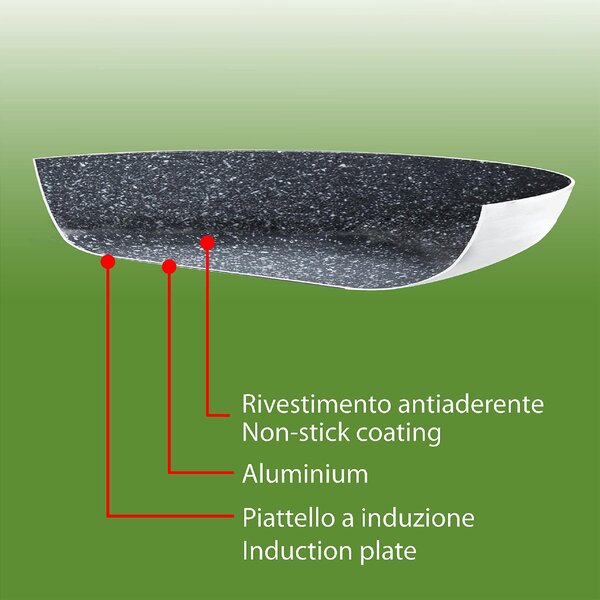 Aeternum Padella Antiaderente Induzione in Alluminio Rivestimento Petravera 32 cm Grande Famiglia Deluxe