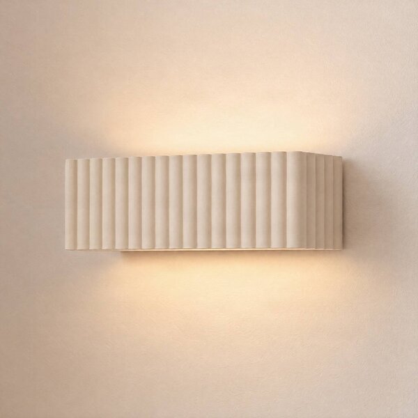 Applique da parete Rigata SOLLUX LIGHTING, dimmerabile, Crema / Ambra, Corridoio, Ceramica, Moderno, Applique