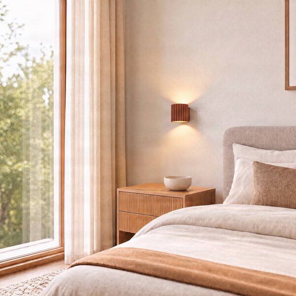 Applique da parete Aura SOLLUX LIGHTING, dimmerabile, Terracotta, Corridoio, Alluminio, Moderno, Applique