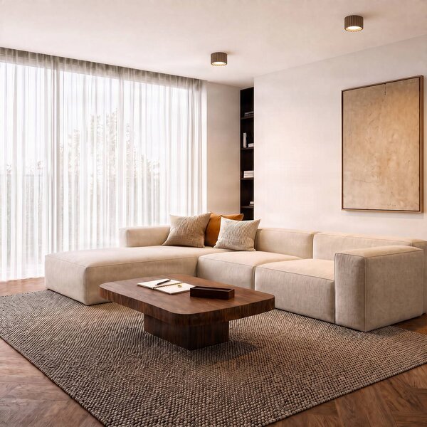 Plafoniera soffitto Aura 1 SOLLUX LIGHTING, dimmerabile, Alluminio / Grigio / Zincato, Corridoio, Alluminio, Moderno, Plafoniera