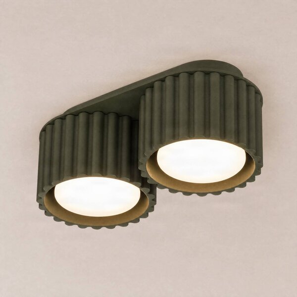 Plafoniera soffitto Aura 2 SOLLUX LIGHTING, dimmerabile, Verde, Corridoio, Alluminio, Moderno, Plafoniera