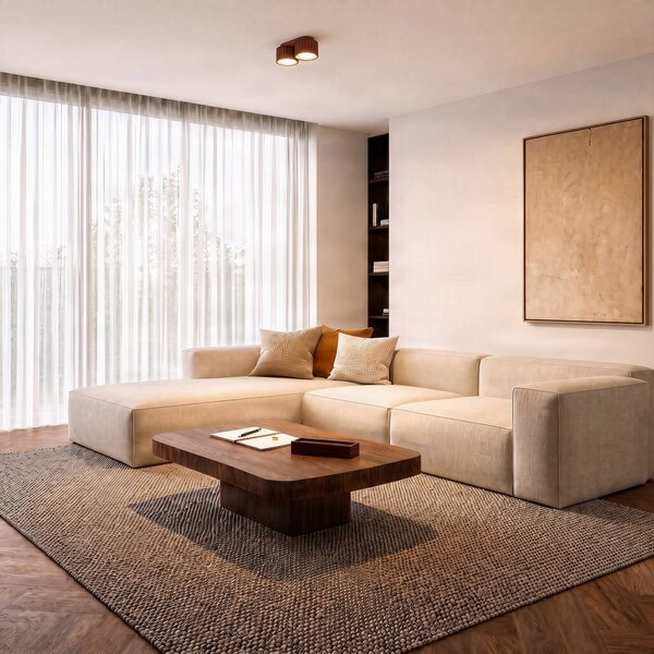 Plafoniera soffitto Aura 2 SOLLUX LIGHTING, dimmerabile, Terracotta, Corridoio, Alluminio, Moderno, Plafoniera