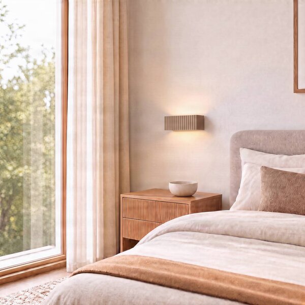 Applique da parete Rigata SOLLUX LIGHTING, dimmerabile, Marrone / Ruggine, Corridoio, Ceramica, Moderno, Applique